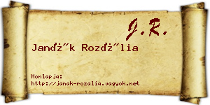 Janák Rozália névjegykártya